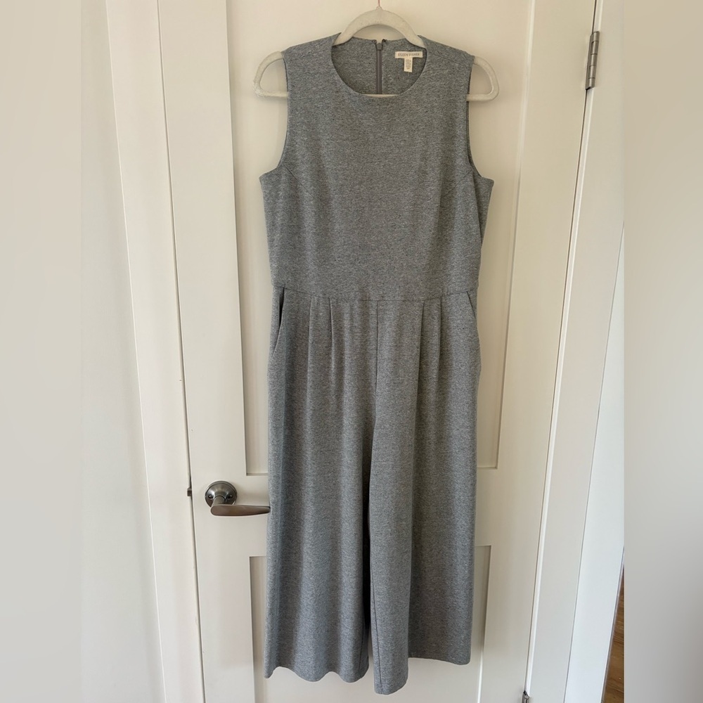 Eileen Fisher | Moon Organic Cotton Speckled gray Knit Cropped Jumpsuit small - Picture 6 of 13